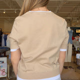 Jiya Short Sleeve Sweater- Tan