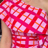 Darvy Checkered One Shoulder Top