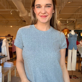 Sadie Crew Tee- Grey Pointelle