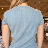 Sadie Crew Tee- Grey Pointelle