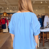 Tashia Puff Sleeve Blouse- Sky Blue