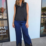 Valeriane Lace Trim Satin Pant