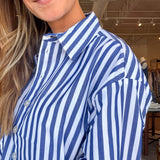 Stormi Stripe Button Down Top- Blue