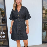 Kaulana Belted Denim Dress