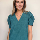 Anne Corduroy Puff Sleeve Dress