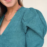 Anne Corduroy Puff Sleeve Dress