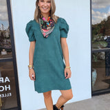 Anne Corduroy Puff Sleeve Dress
