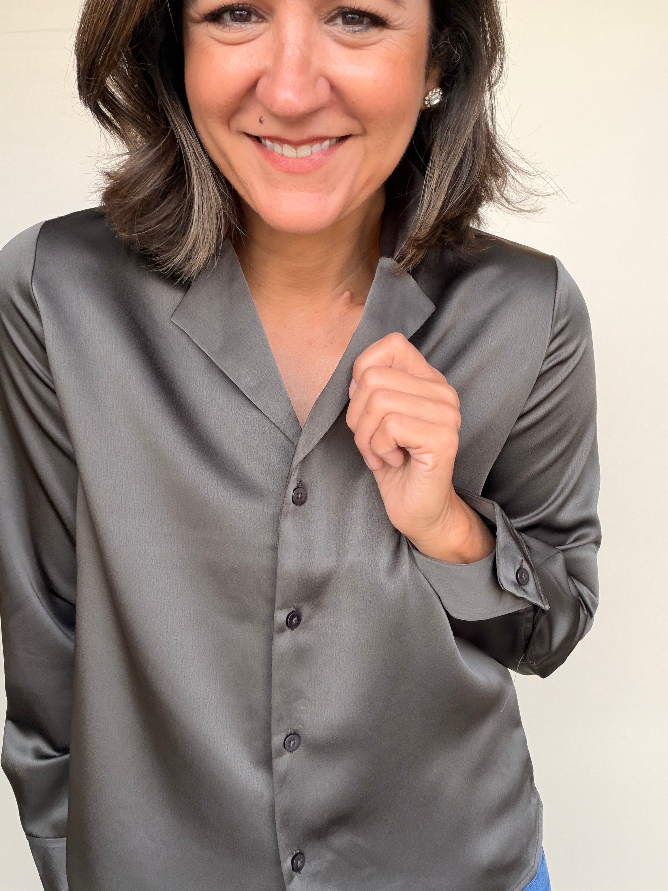 Kensley Satin Button Down Top