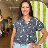Briana Chambray Jacquard Blouse