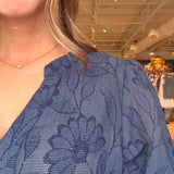 Julia Puff Sleeve Floral Top- Navy