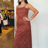 Suede Laser Cut Midi Dress