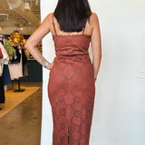 Suede Laser Cut Midi Dress