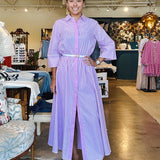 Mari Collared Stripe Maxi Dress- Orchid Pink