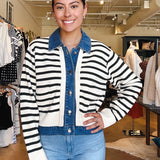 Francis Stripe Sweater Jacket- Green