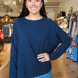 Amour Cotton Slub Tee- Navy/Red
