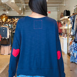 Amour Cotton Slub Tee- Navy/Red