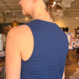 Shelly Smocked Tank- Navy