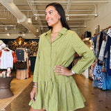 Olive Stripe Shirt Dress