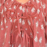 Maui Embroidered Tie Front Blouse
