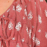 Maui Embroidered Tie Front Blouse