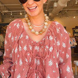 Maui Embroidered Tie Front Blouse