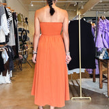 Emily Strapless Maxi Dress- Rust