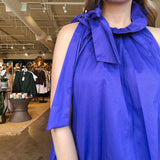 Bridget Ruffle Tie Neck Top- Purple