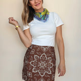 Jessa Satin Bandana Mini Skirt