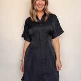 Darleen Satin Button Down Dress