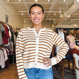 Melinda Stripe Cardigan- Marigold
