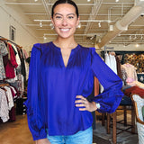 Stephanie Ruffle Blouse- Purple