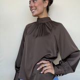Louise Satin Cuffed Top