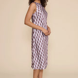 Meilene Lavender Check Midi Dress
