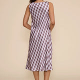 Meilene Lavender Check Midi Dress