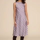 Meilene Lavender Check Midi Dress