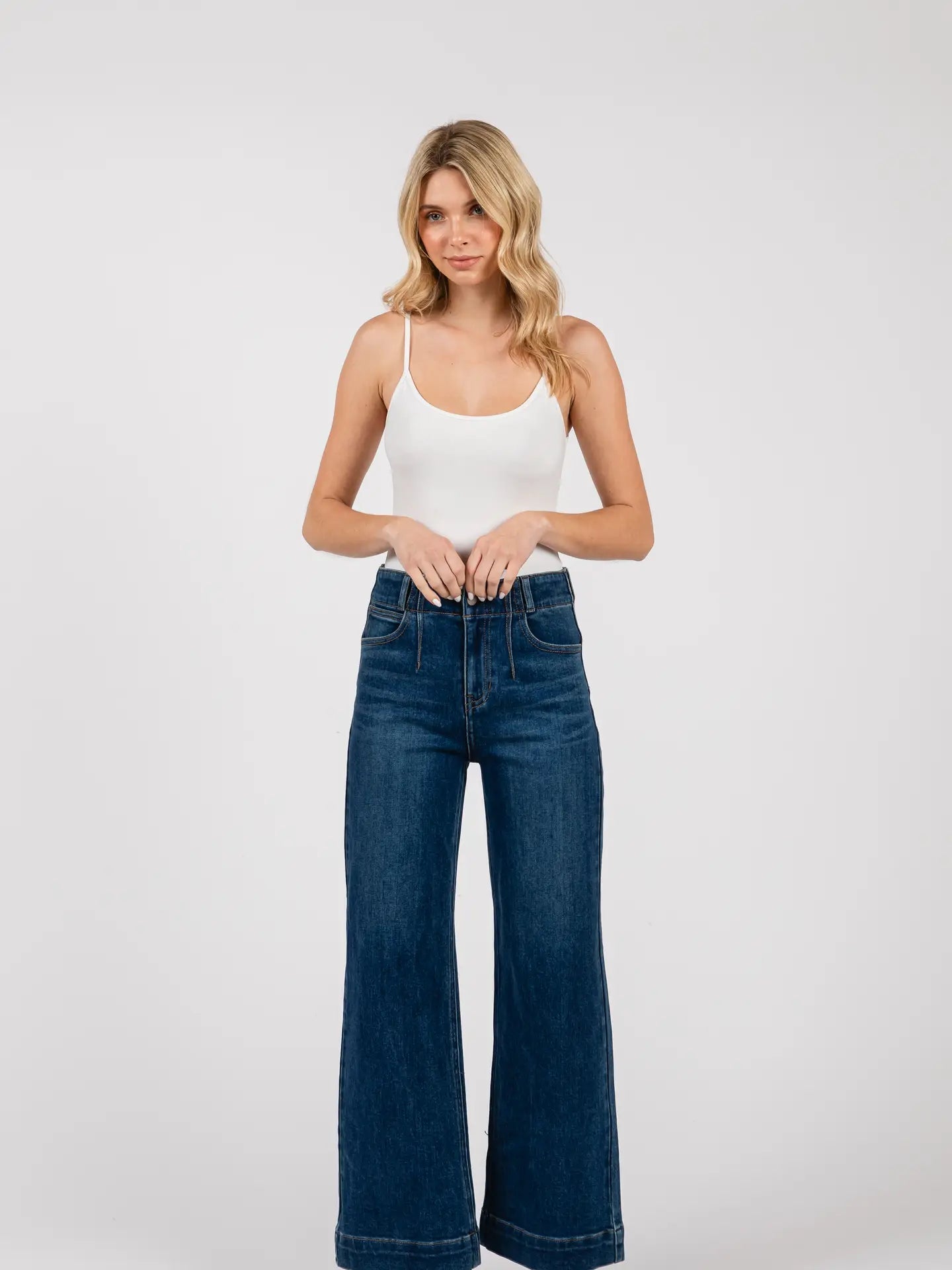 A Line Darted Jeans - Dark Wash - Elle Maxine