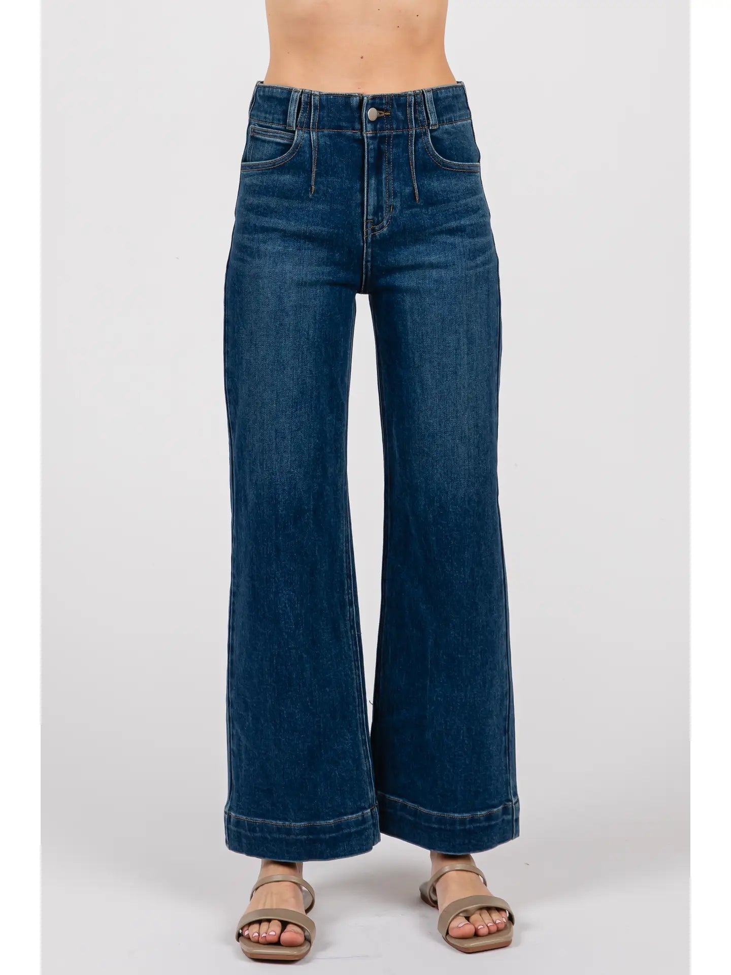A Line Darted Jeans - Dark Wash - Elle Maxine