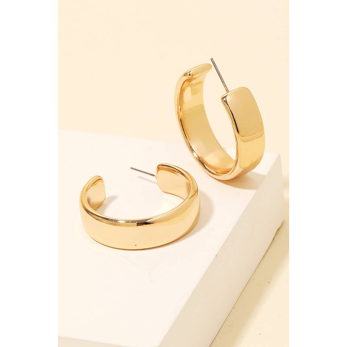 Wide Metallic Hoop Earrings