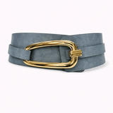 Abstract Faux Wrap Elastic Belt - Blue - Elle Maxine