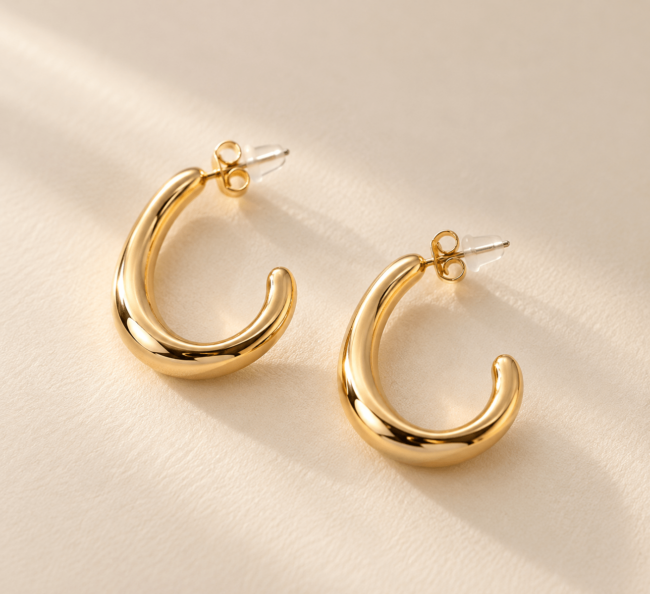 Abstract Gold Hoop Earrings - Elle Maxine
