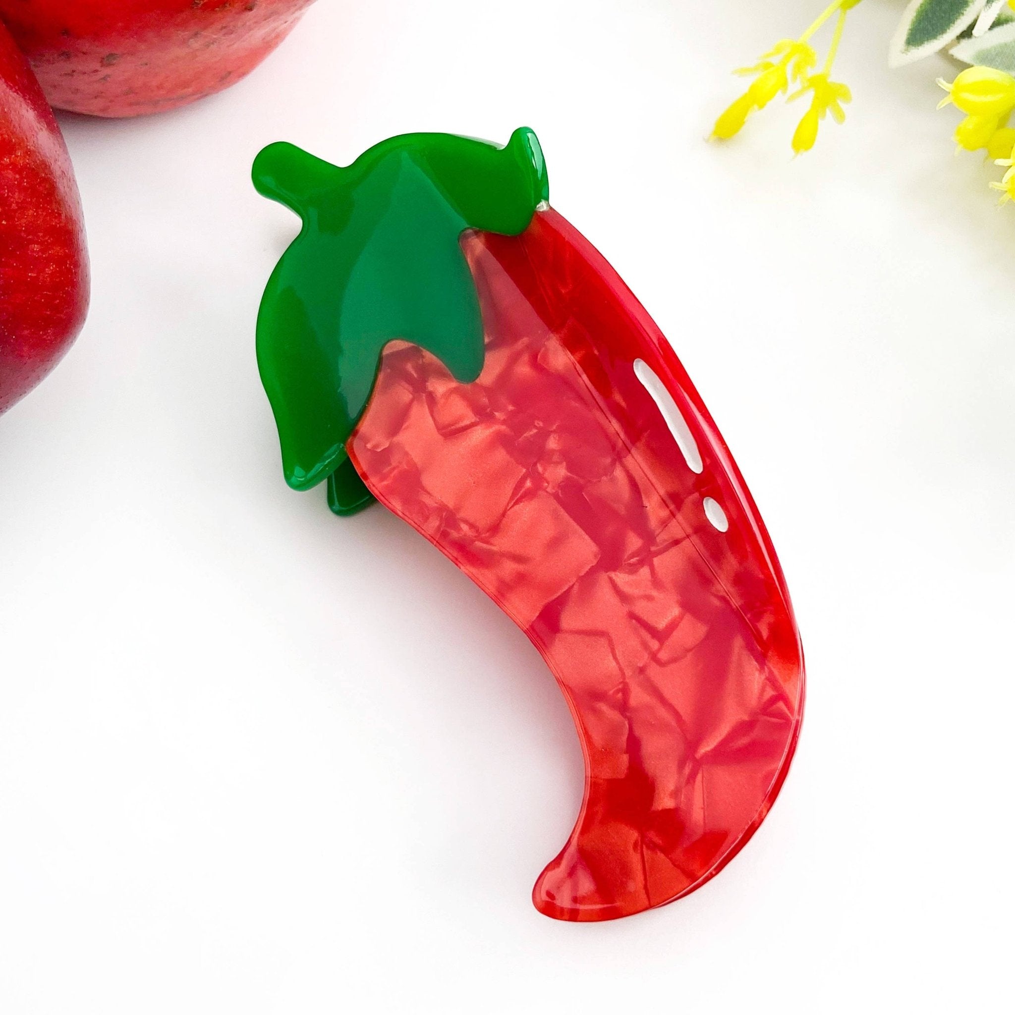 Acrylic Hair Clip - Chili Pepper - Elle Maxine