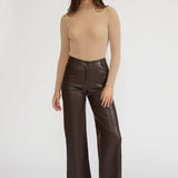 Adler Faux Leather Pant - Brown - Elle Maxine