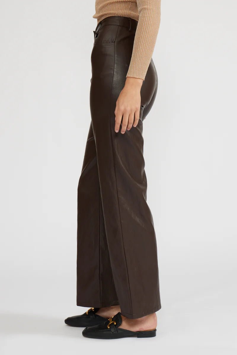 Adler Faux Leather Pant - Brown - Elle Maxine