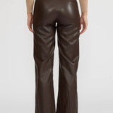 Adler Faux Leather Pant - Brown - Elle Maxine