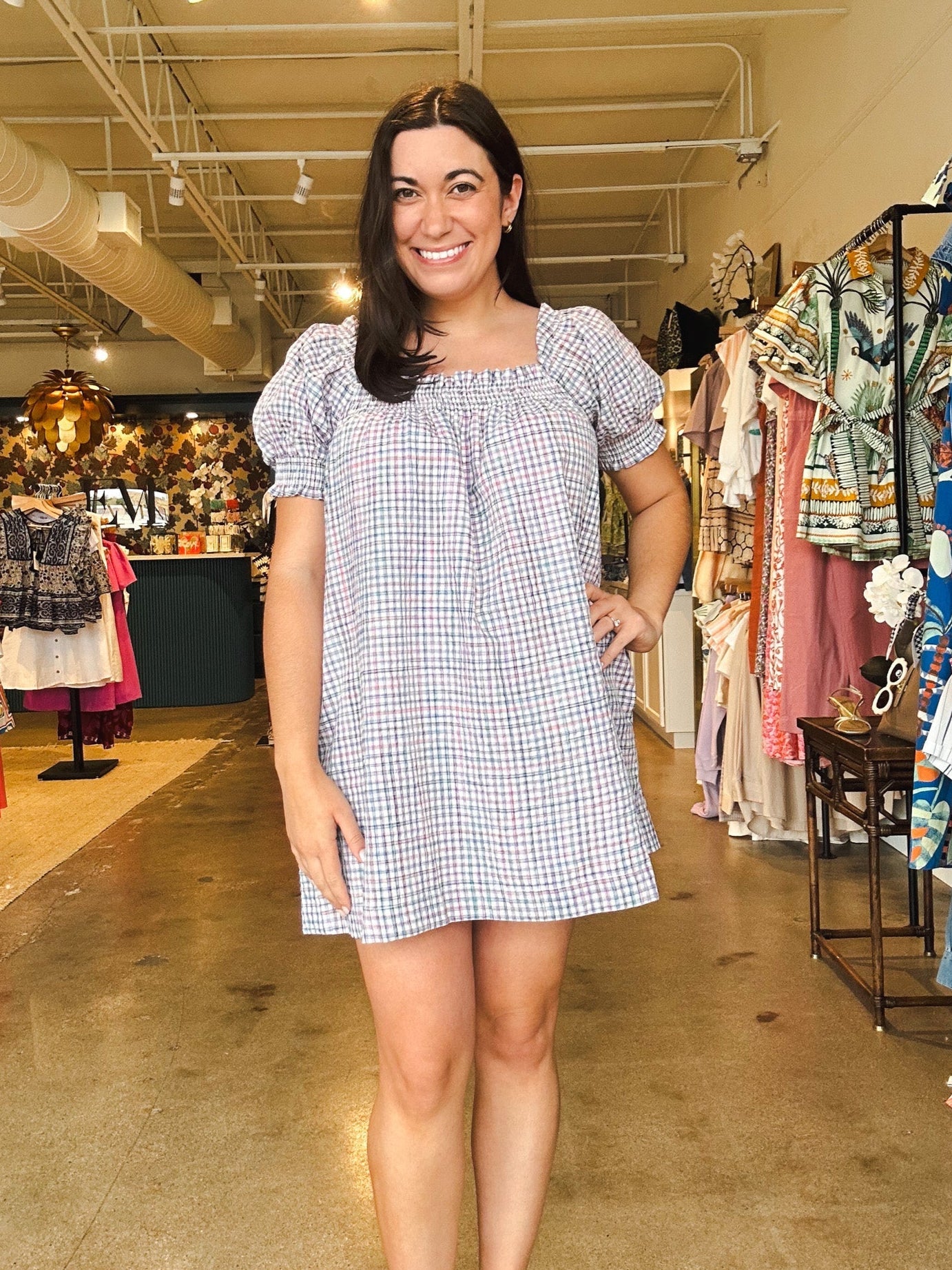 Aegean Plaid Dress - Elle Maxine