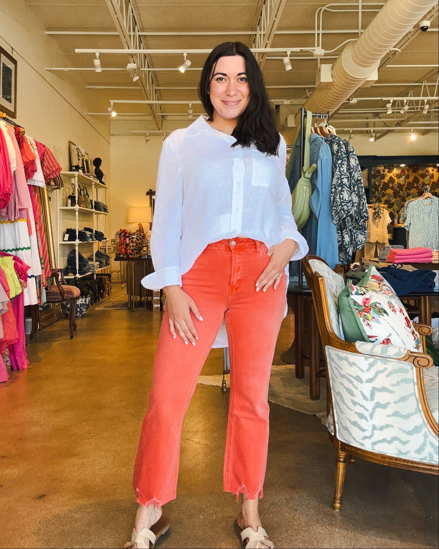 Alice Crop Flare Jeans- Tangerine