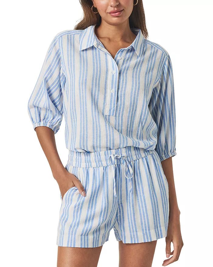 Allison Stripe Collard Top - Elle Maxine
