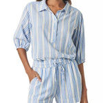 Allison Stripe Collard Top - Elle Maxine