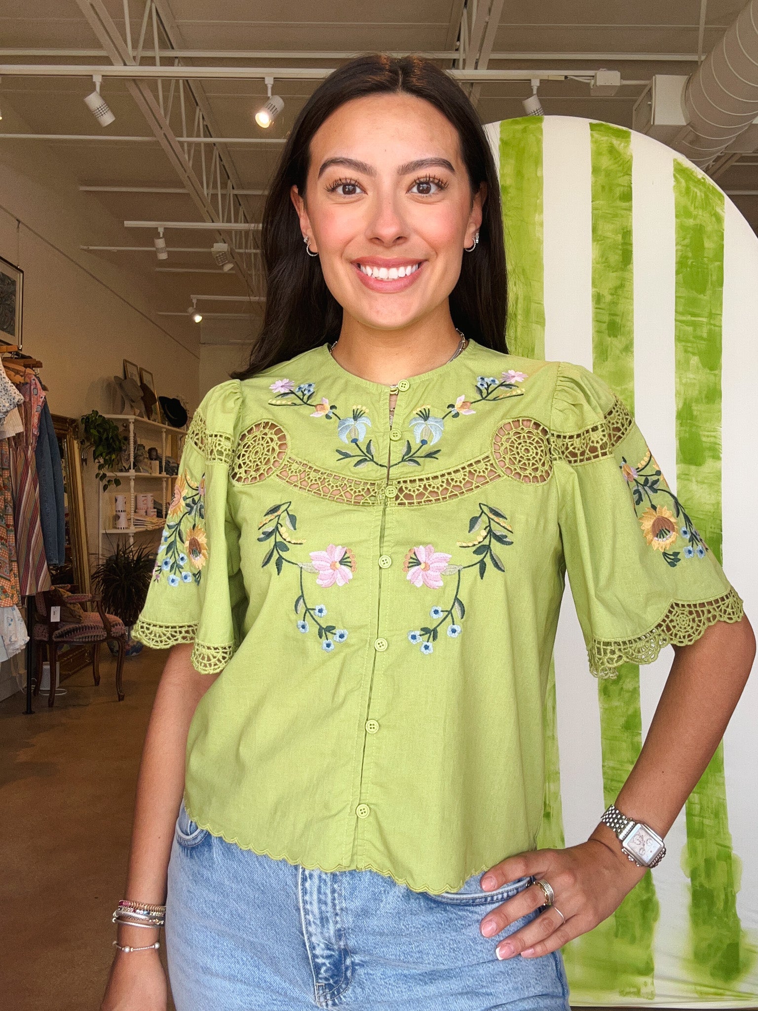 Alma Floral Embroidered Top - Elle Maxine