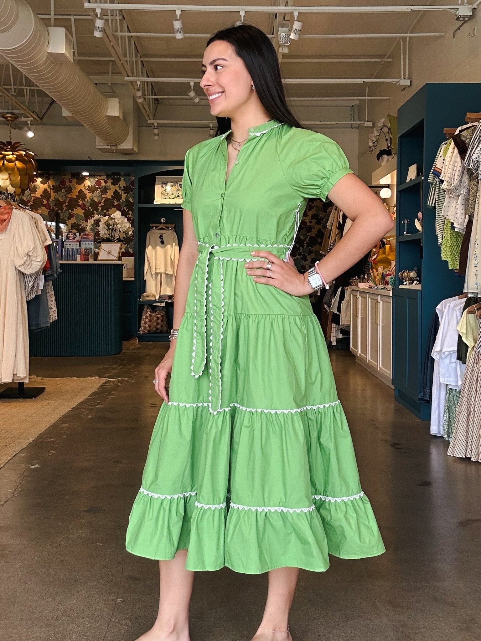 Amalie Belted Midi Dress - Elle Maxine